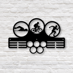 Kovový držák medailí – sportovní trojboj / triatlon