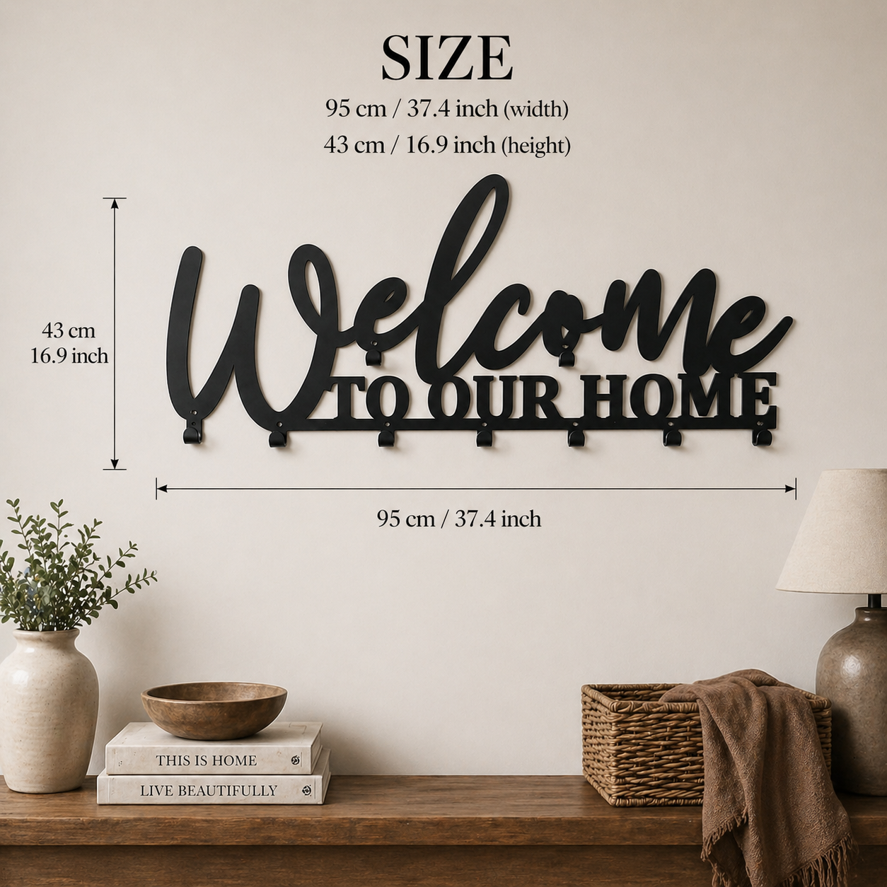 Kovový věšák WELCOME TO OUR HOME - Obrázek 7