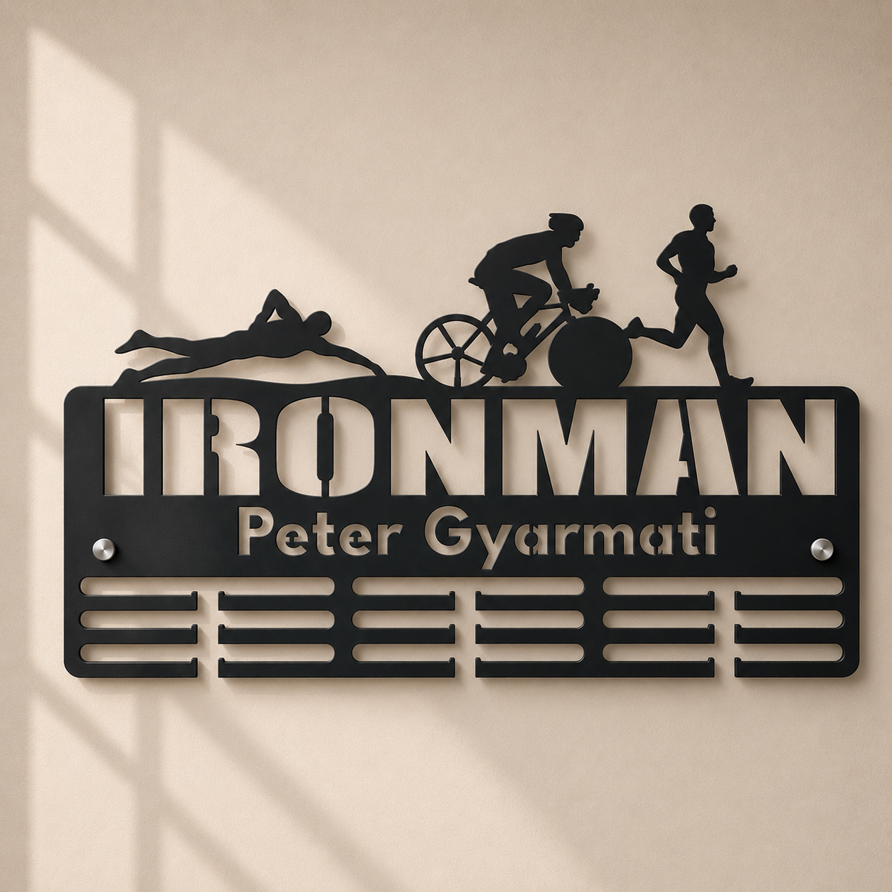 Kovový držák medailí – sportovní trojboj / triatlon - Obrázek 2