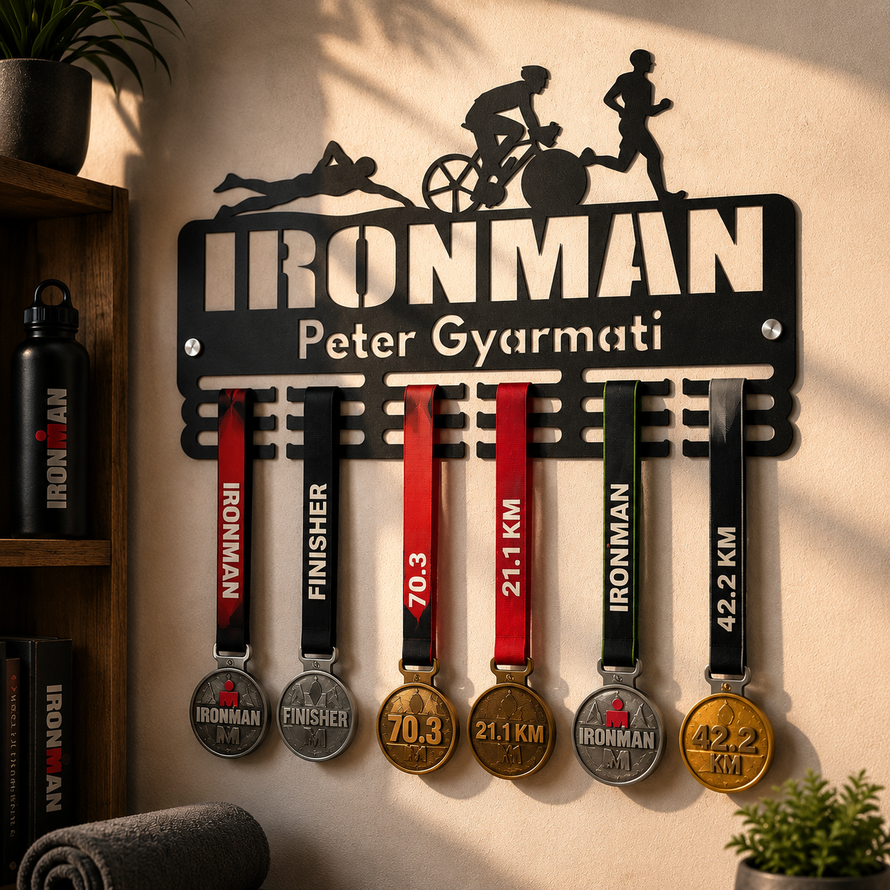 Kovový držák medailí – sportovní trojboj / triatlon - Obrázek 3