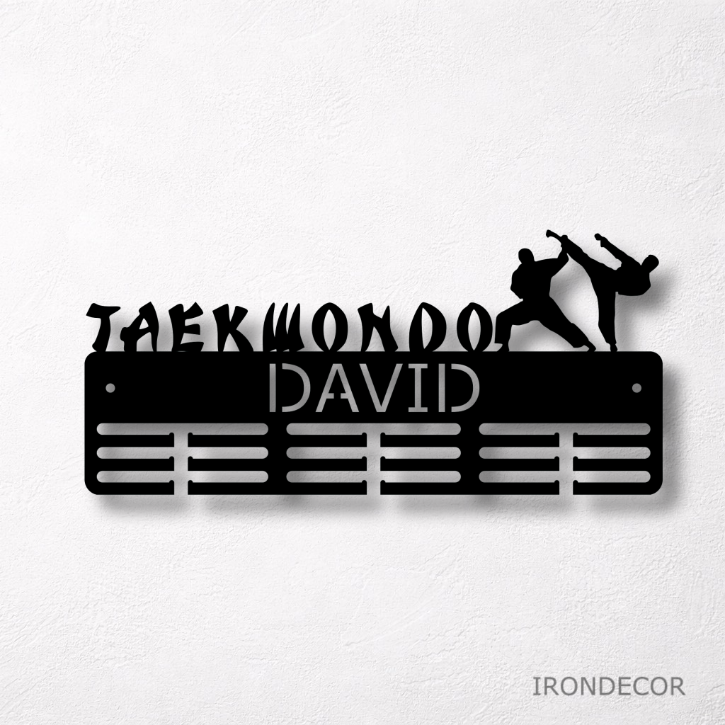 Kovový držák medailí – taekwondo