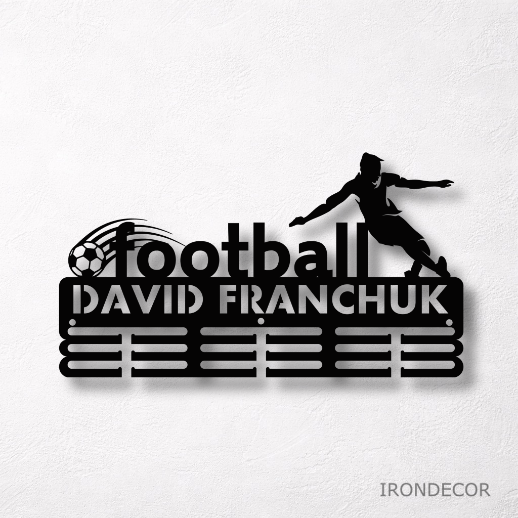 Kovový držák medailí – fotbal