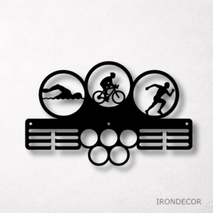 kovový držák medailí – sportovní trojboj / triatlon