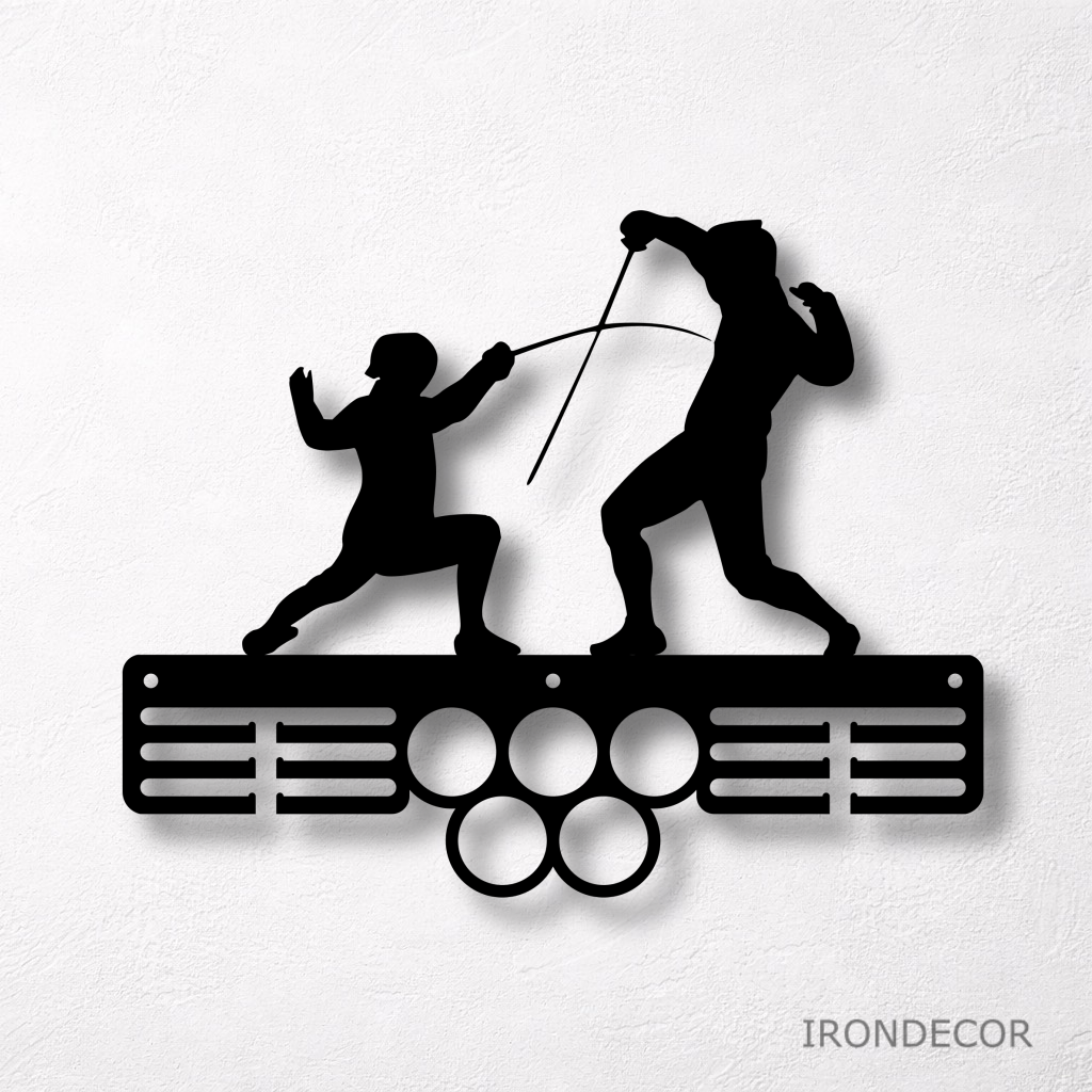 Kovový držák medailí – fechtování / šerm