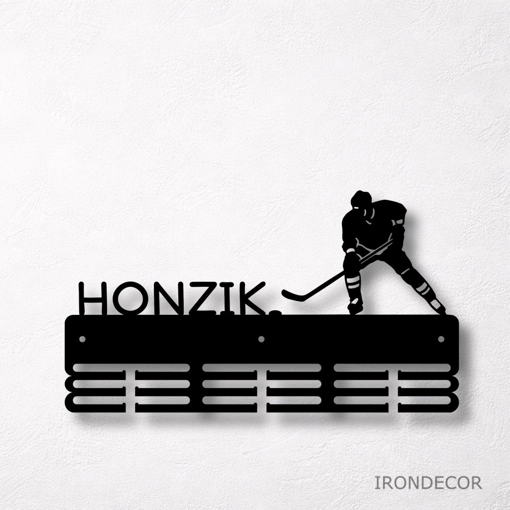 Kovový držák medailí – hokej