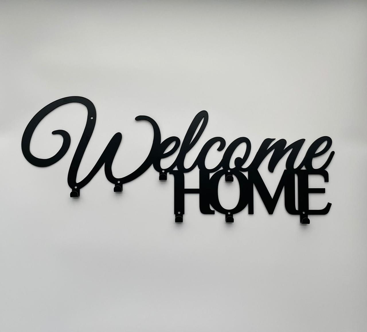 Kovový nástěnný věšák WELCOME HOME – moderní dekorace na zeď